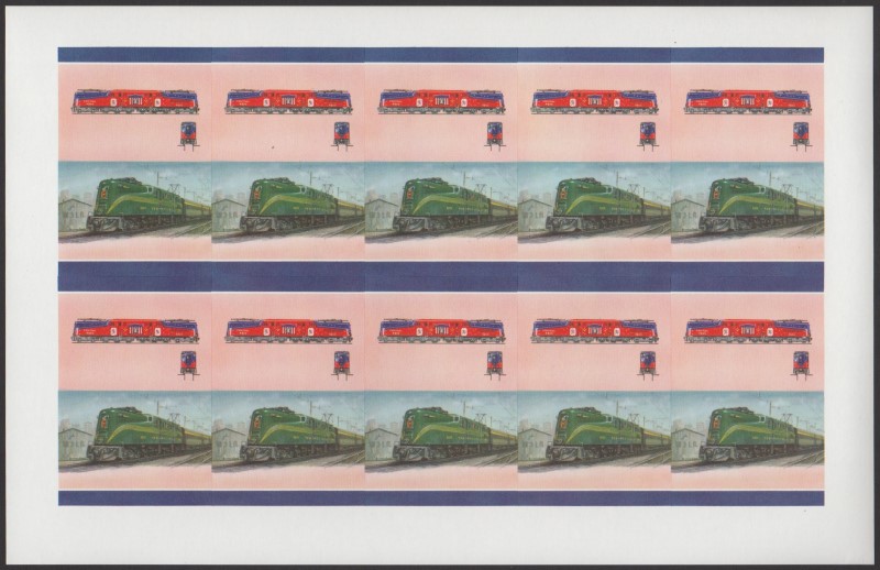 Union Island Locomotives (7th series) $1.50 All Colors Stage Progressive Color Proof Pane