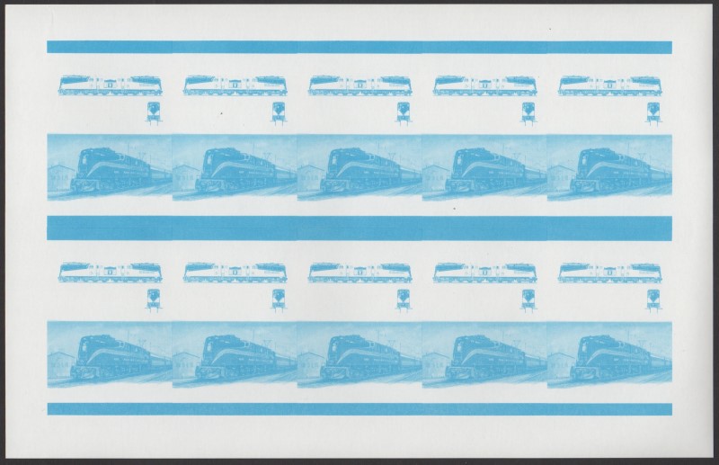Union Island Locomotives (7th series) $1.50 Blue Stage Progressive Color Proof Pane
