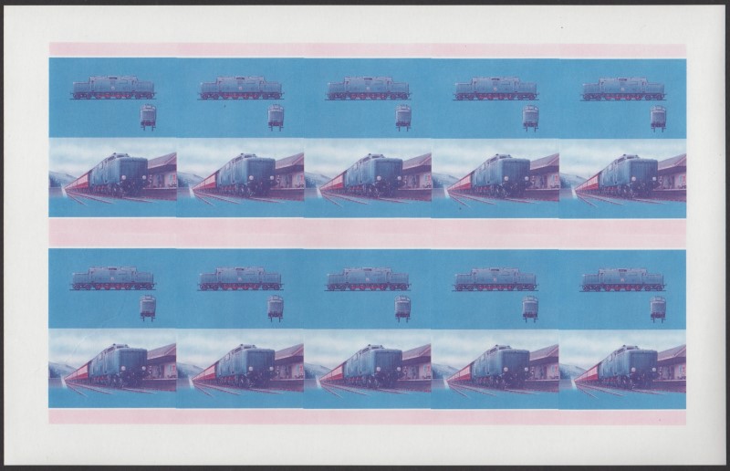 Union Island Locomotives (7th series) 15c Blue-Red Stage Progressive Color Proof Pane