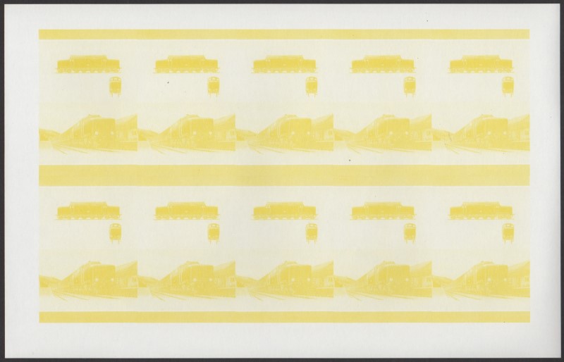 Union Island Locomotives (7th series) 15c Yellow Stage Progressive Color Proof Pane