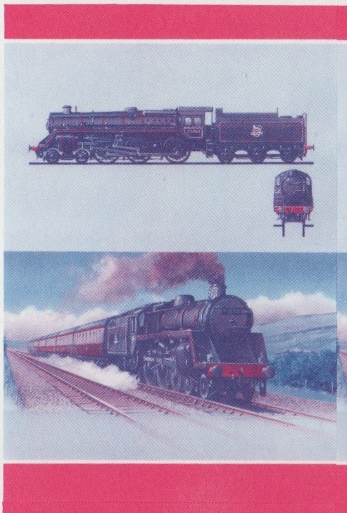 Union Island Locomotives (7th series) 20c Blue-Red Stage Progressive Color Proof Pair