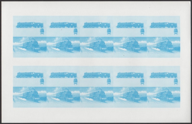 Union Island Locomotives (7th series) 20c Blue Stage Progressive Color Proof Pane