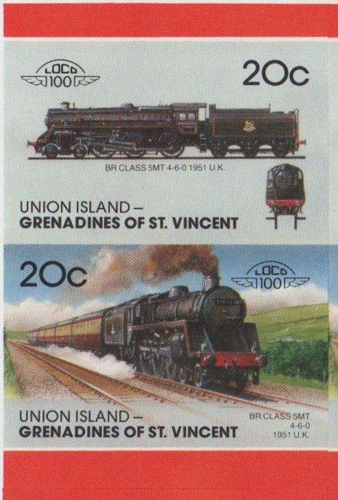 Union Island Locomotives (7th series) 20c 1951 BR Class 5MT 4-6-0 Final Stage Progressive Color Proof Stamp Pair