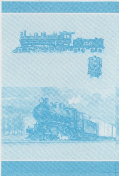Union Island Locomotives (7th series) 30c Blue Stage Progressive Color Proof Pair