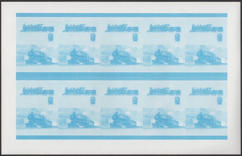 Union Island Locomotives (7th series) 30c Blue Stage Progressive Color Proof Pane
