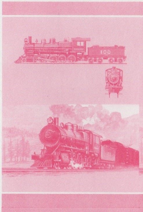 Union Island Locomotives (7th series) 30c Red Stage Progressive Color Proof Pair