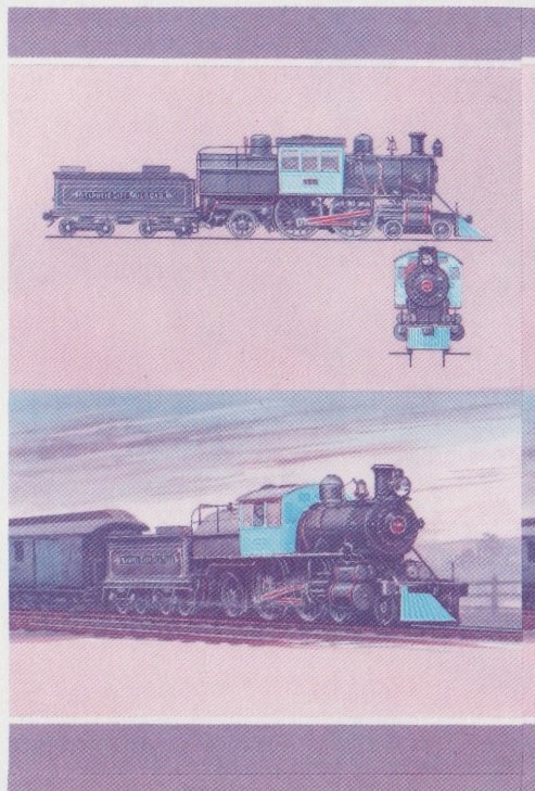 Union Island Locomotives (7th series) 45c Blue-Red Stage Progressive Color Proof Pair