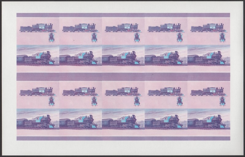 Union Island Locomotives (7th series) 45c Blue-Red Stage Progressive Color Proof Pane