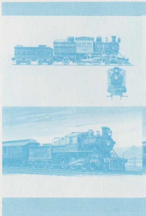 Union Island Locomotives (7th series) 45c Blue Stage Progressive Color Proof Pair