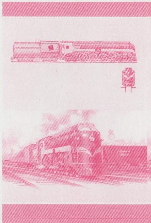 Union Island Locomotives (7th series) 50c Red Stage Progressive Color Proof Pair