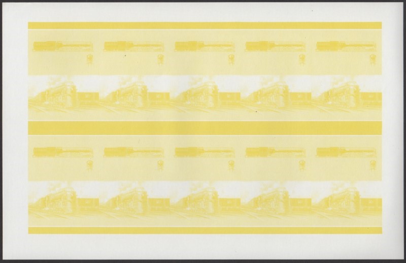 Union Island Locomotives (7th series) 50c Yellow Stage Progressive Color Proof Pane