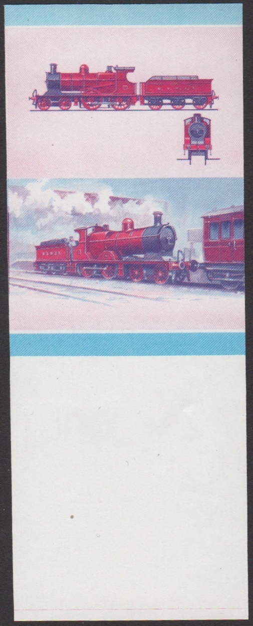 Union Island 7th Series $1.00 1905 Midland & South Western Junction Railway Class L 4-4-0 Locomotive Stamp Blue-Red Stage Color Proof From Press Sheet