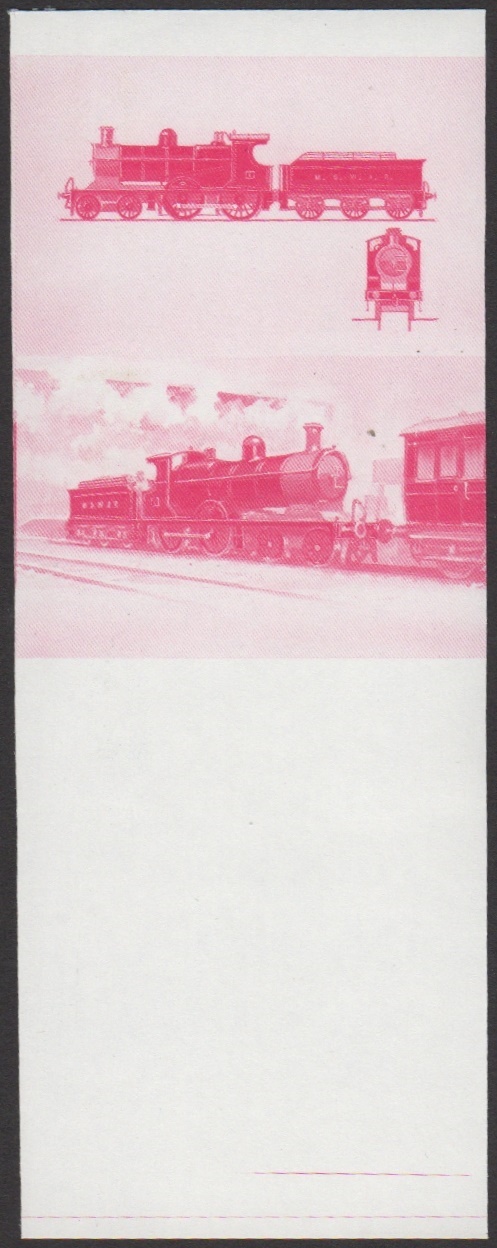 Union Island 7th Series $1.00 1905 Midland & South Western Junction Railway Class L 4-4-0 Locomotive Stamp Red Stage Color Proof From Press Sheet