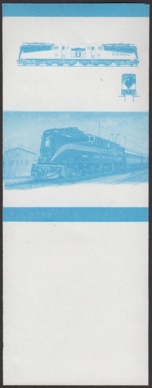 Union Island 7th Series $1.50 1934 Pennsylvania Railroad Class GG1 No. 4800 'Old Rivets' 2-Co+Co-2 Locomotive Stamp Blue Stage Color Proof From Press Sheet