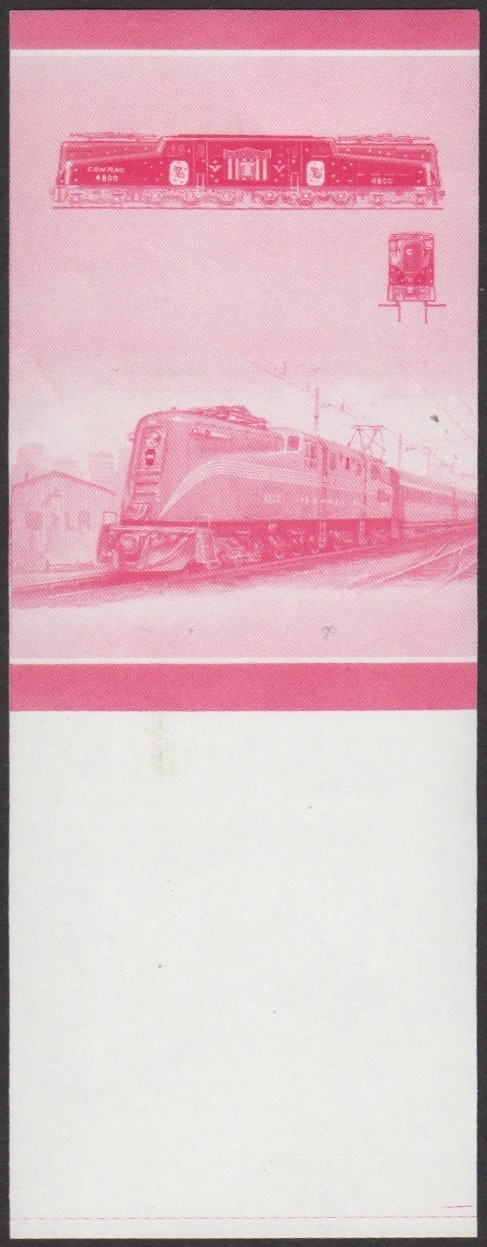 Union Island 7th Series $1.50 1934 Pennsylvania Railroad Class GG1 No. 4800 'Old Rivets' 2-Co+Co-2 Locomotive Stamp Red Stage Color Proof From Press Sheet