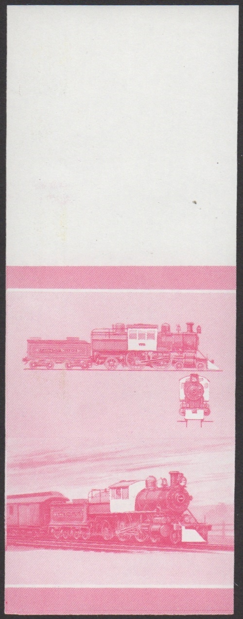 Union Island 7th Series 45c 1896 Atlantic City Railroad No. 1027 4-4-2 Locomotive Stamp Red Stage Color Proof From Press Sheet