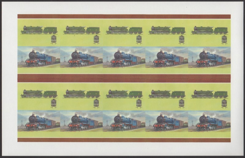 Union Island Locomotives (7th series) 75c All Colors Stage Progressive Color Proof Pane