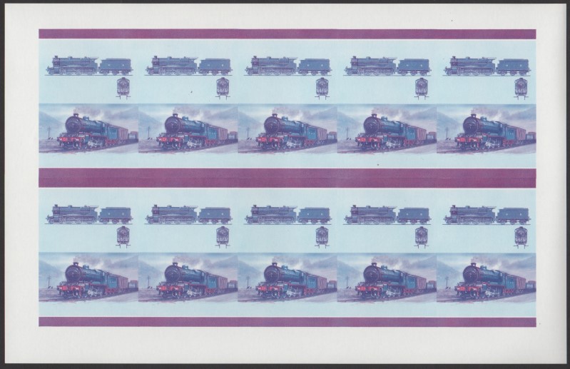 Union Island Locomotives (7th series) 75c Blue-Red Stage Progressive Color Proof Pane