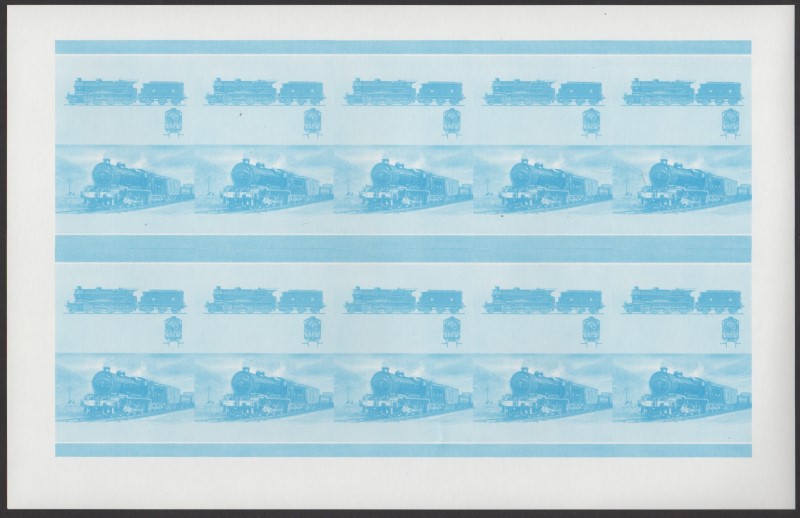 Union Island Locomotives (7th series) 75c Blue Stage Progressive Color Proof Pane