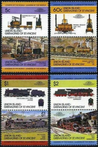 1984 Union Island Leaders of the World, Locomotives (1st series) Stamps