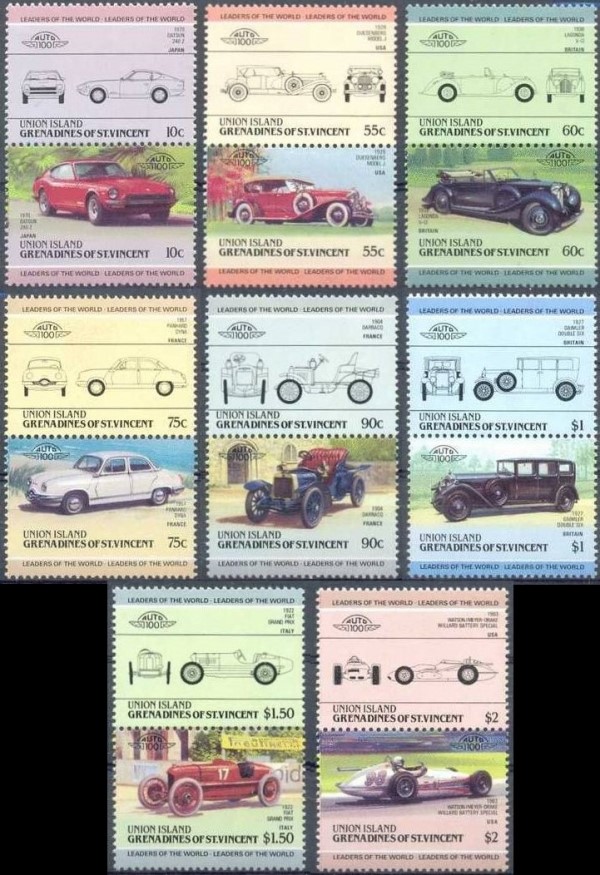 1985 Union Island Leaders of the World, Automobiles (3rd series) Stamps