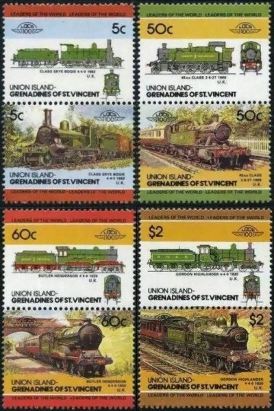 1985 Union Island Leaders of the World, Locomotives (3rd series) Stamps