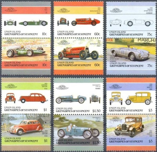 1986 Union Island Leaders of the World, Automobiles (4th series) Stamps