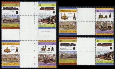 1984 Union Island Leaders of the World, Locomotives (1st series) Gutter Pair Stamps