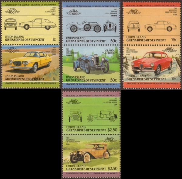 1985 Union Island Leaders of the World, Automobiles (1st series) Stamps
