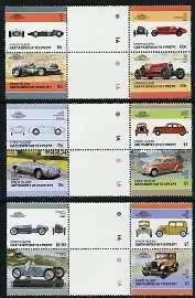1985 Union Island Leaders of the World, Automobiles (4th series) Gutter Pair Stamps