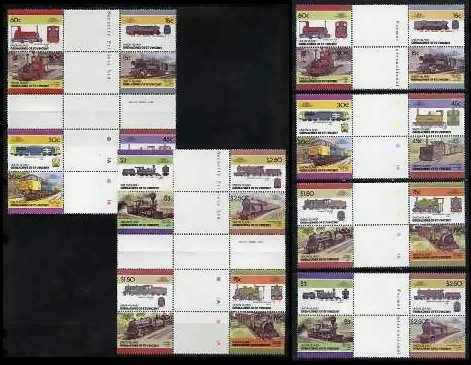 1986 Union Island Leaders of the World, Locomotives (4th series) Gutter Pair Stamps