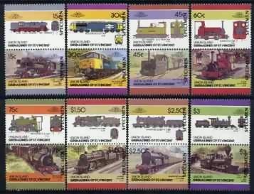 1986 Union Island Leaders of the World, Locomotives (4th series) SPECIMEN Overprinted Stamps