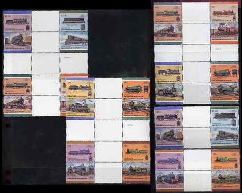 1987 Union Island Leaders of the World, Locomotives (6th series) Gutter Pair Stamps