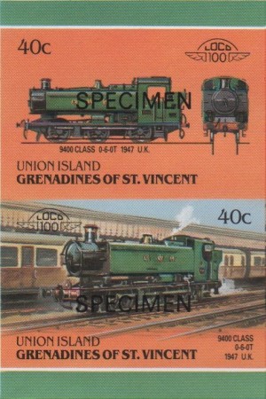 1987 Union Island Leaders of the World, Locomotives (6th series) Imperforate SPECIMEN Overprinted Stamps