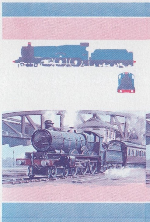 Saint Vincent Grenadines Locomotives (1st series) $1.00 Blue-Red Stage Progressive Color Proof Pair