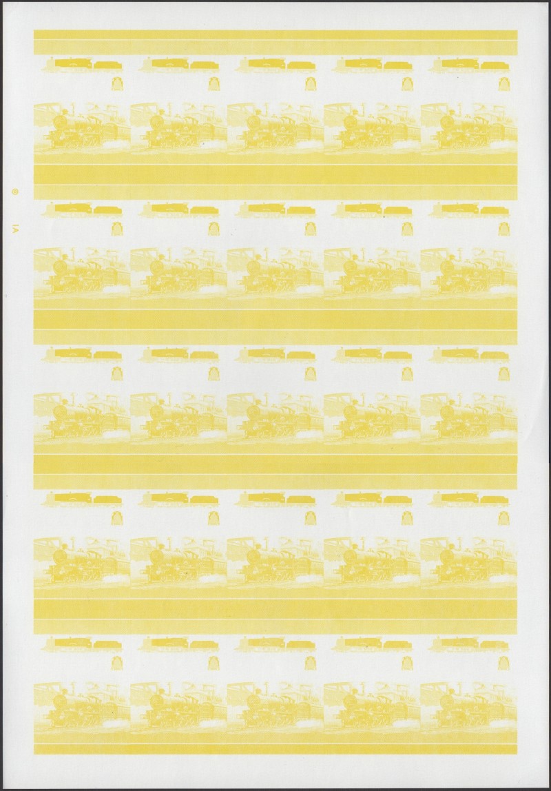 Saint Vincent Grenadines Locomotives (1st series) $1.00 Yellow Stage Progressive Color Proof Pane
