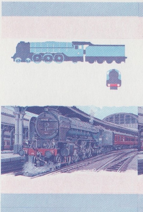 Saint Vincent Grenadines Locomotives (1st series) $2.50 Blue-Red Stage Progressive Color Proof Pair