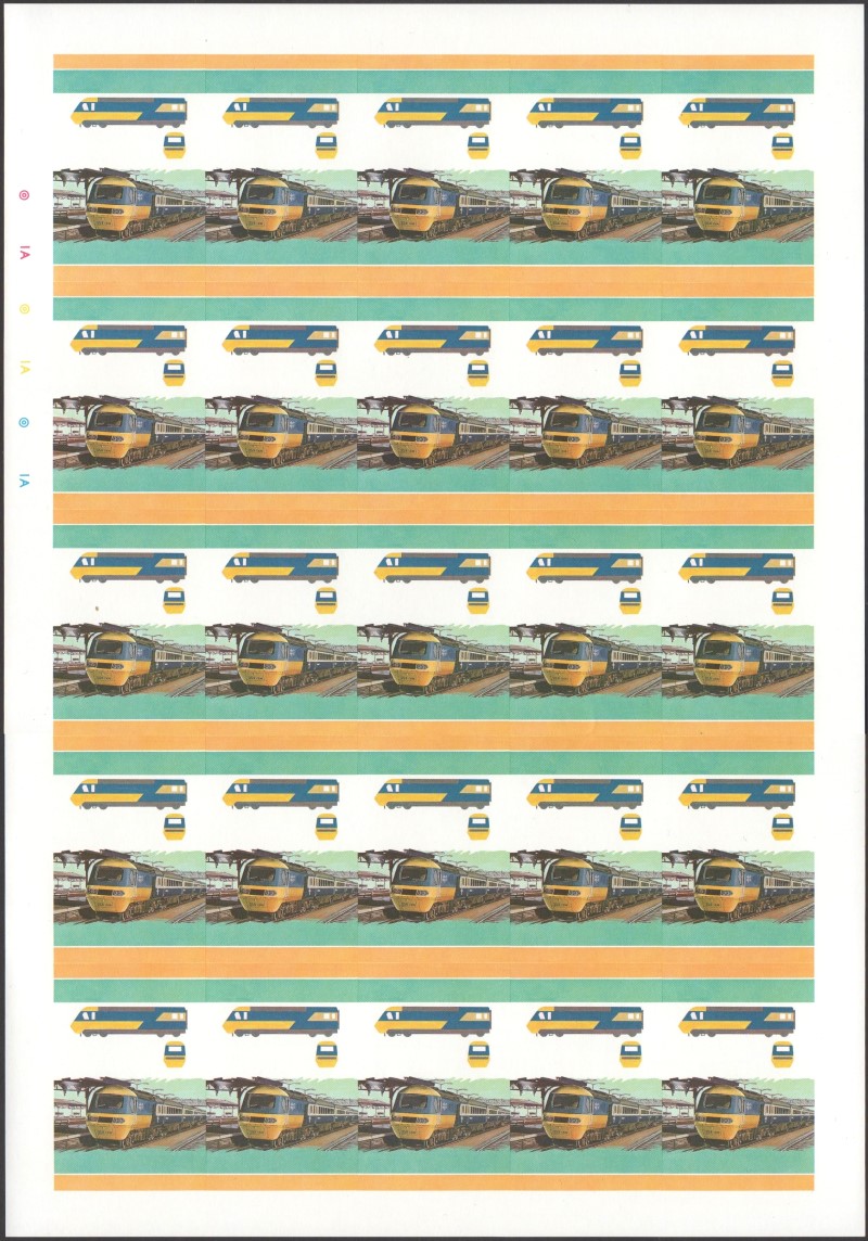 Saint Vincent Grenadines Locomotives (1st series) 10c All Colors Stage Progressive Color Proof Pane