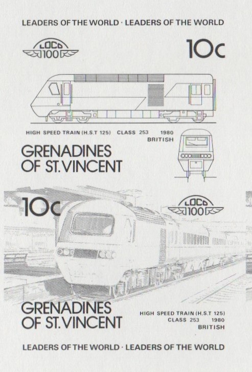 Saint Vincent Grenadines Locomotives (1st series) 10c Black Stage Progressive Color Proof Pair