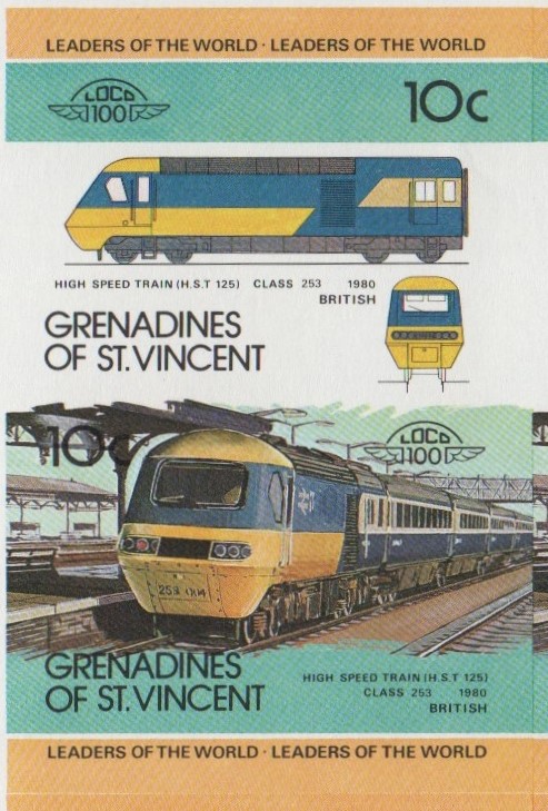 Saint Vincent Grenadines Locomotives (1st series) 10c 1980 High Speed Train (H.S.T. 125) Class 253 Final Stage Progressive Color Proof Stamp Pair