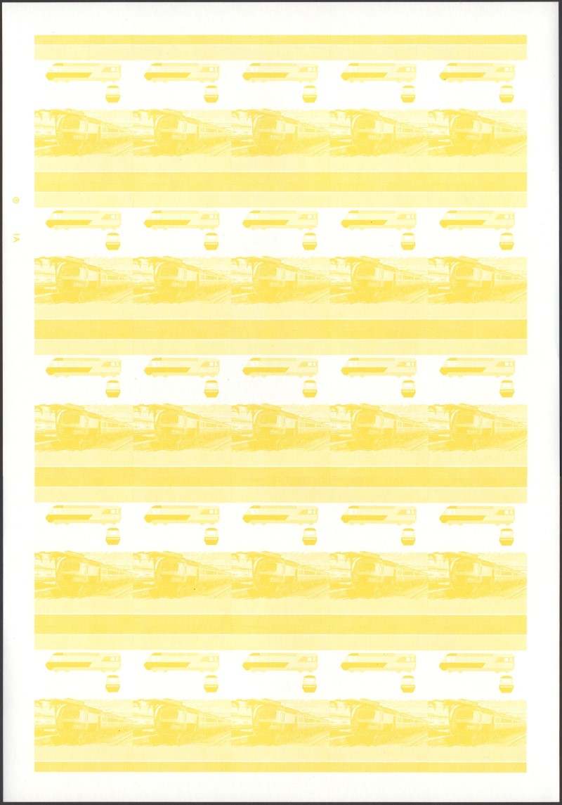 Saint Vincent Grenadines Locomotives (1st series) 10c Yellow Stage Progressive Color Proof Pane