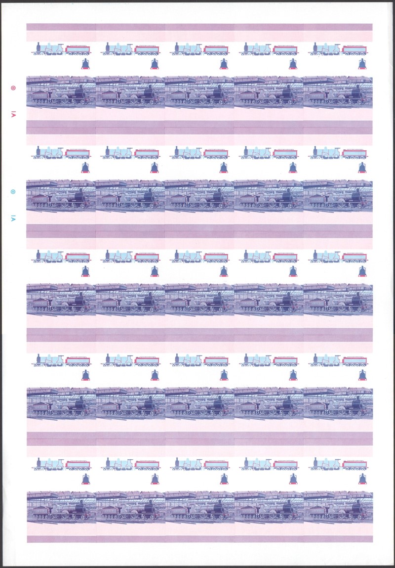 Saint Vincent Grenadines Locomotives (1st series) 15c Blue-Red Stage Progressive Color Proof Pane