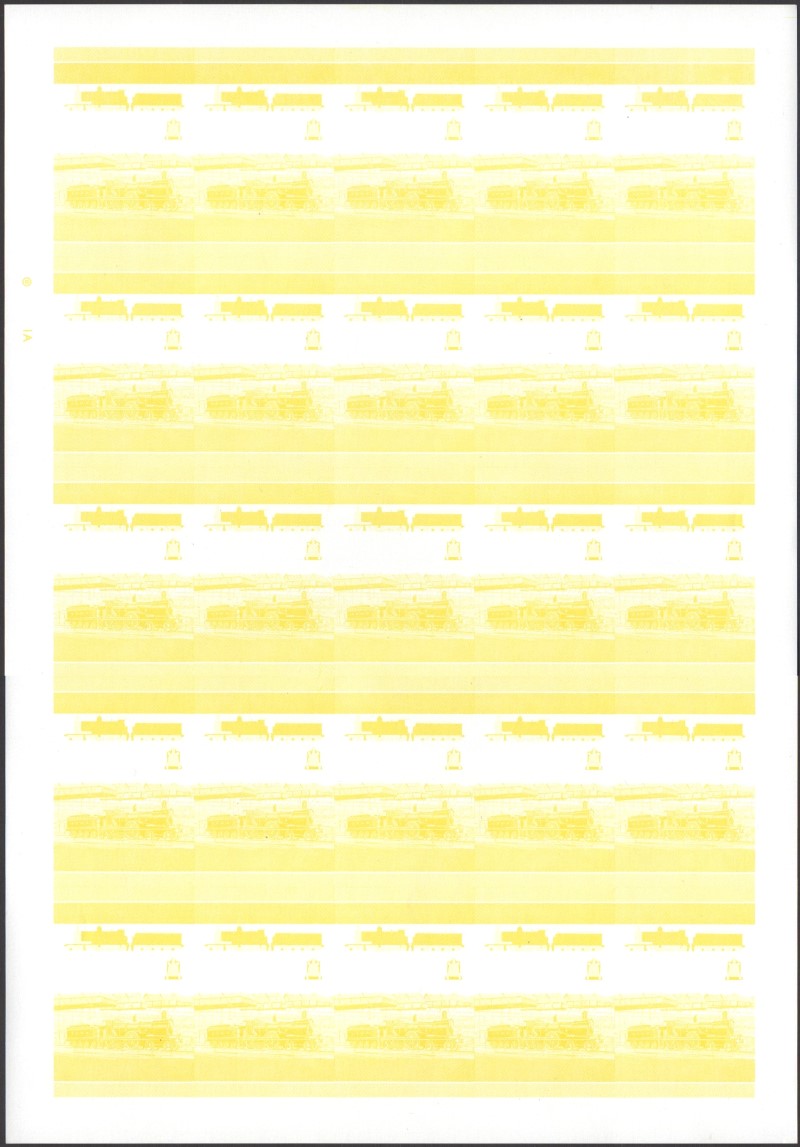 Saint Vincent Grenadines Locomotives (1st series) 15c Yellow Stage Progressive Color Proof Pane