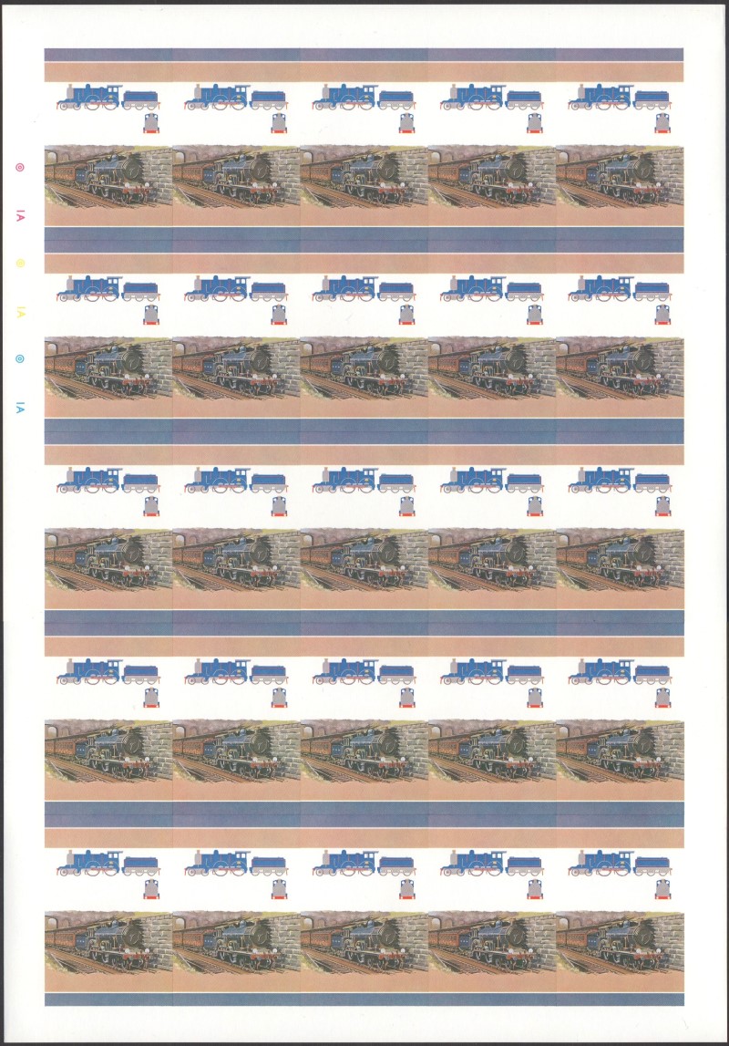 Saint Vincent Grenadines Locomotives (1st series) 35c All Colors Stage Progressive Color Proof Pane