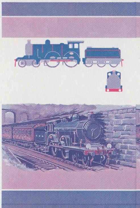 Saint Vincent Grenadines Locomotives (1st series) 35c Blue-Red Stage Progressive Color Proof Pair