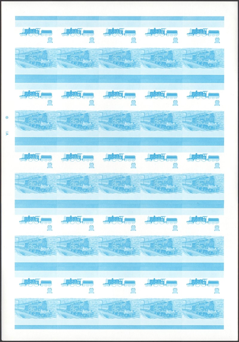 Saint Vincent Grenadines Locomotives (1st series) 35c Blue Stage Progressive Color Proof Pane