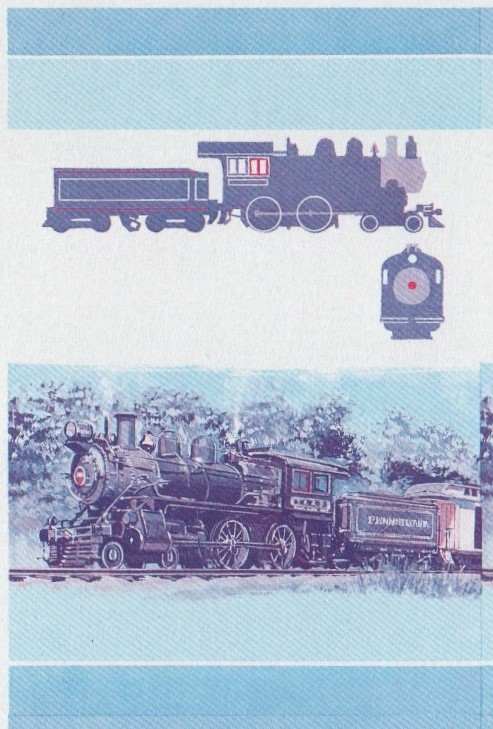 Saint Vincent Grenadines Locomotives (1st series) 60c Blue-Red Stage Progressive Color Proof Pair