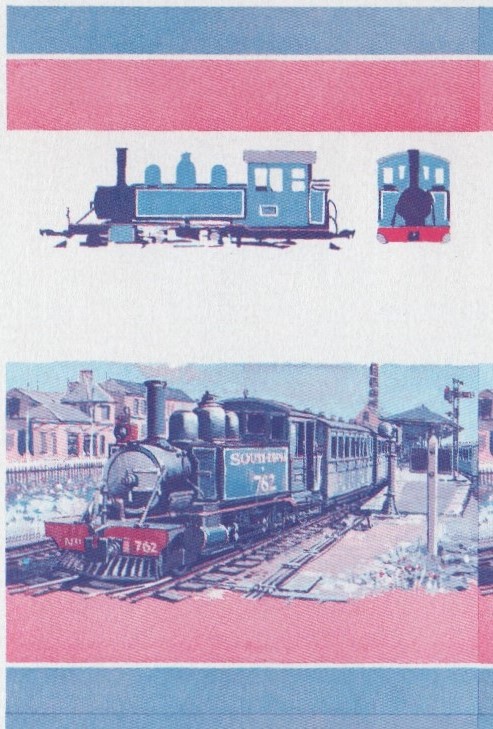 Saint Vincent Grenadines Locomotives (2nd series) $1.00 Blue-Red Stage Progressive Color Proof Pair