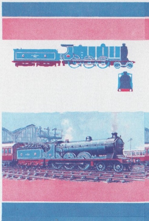 Saint Vincent Grenadines Locomotives (2nd series) $3.00 Blue-Red Stage Progressive Color Proof Pair
