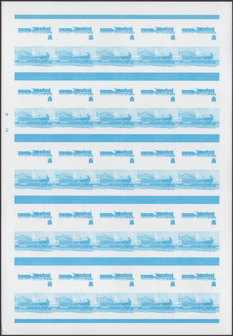 Saint Vincent Grenadines Locomotives (2nd series) $3.00 Blue Stage Progressive Color Proof Pane